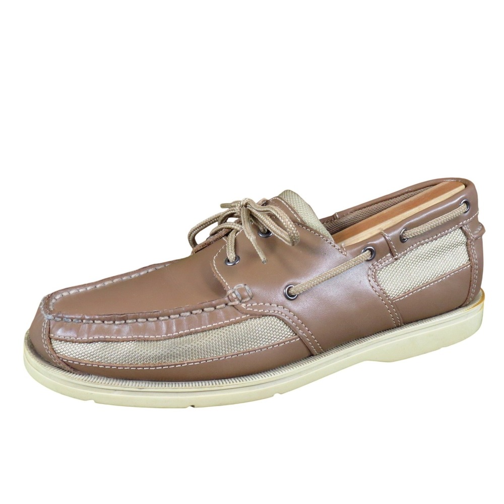 Rockport Surveyor Mens Boat Shoe Size 9.5 Casual Nautical Brown Leather Tan